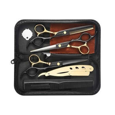 Professional Black Gold Hair Scissors 6.89'' Teeth Japanese Stainless Steel Mu...