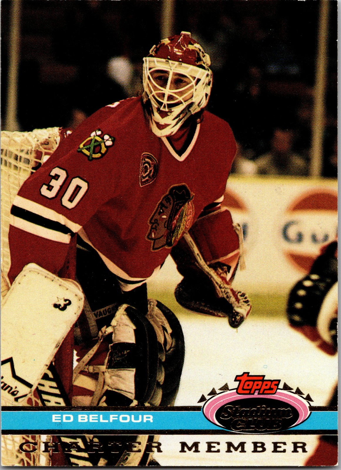 Ed Belfour - 1991 Stadium Club Charter Member #NNO, Blackhawks