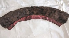 Mink Fur Collar Neck Warmer Dark Brown Soft Clean Vintage Lined 26" Hook  eye