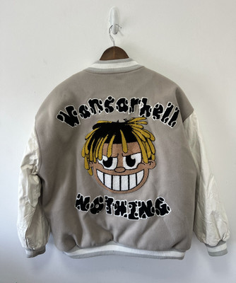 Vancarbhell Nothing 99 Letterman Varsity Jacke Herren Medium Beige Weiß Patches