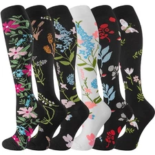 6 Pairs Compression Socks for Women Men 20-30mmHg Running Nurse Travel Support