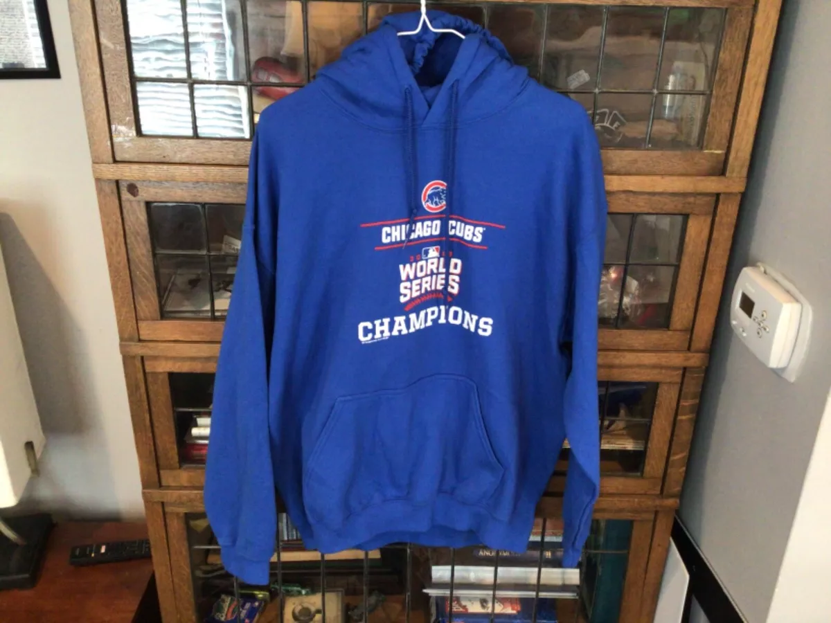 Chicago Cubs 2016 World Series Champions Blue Gildan Hoodie Sweatshirt SZ L