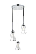 Chandelier Light Fixture Pendant Modern Chrome Farmhouse Caged Shade Dining Room