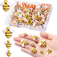 55 Pcs Tiny Resin Bees Decor Bumble Bee Embellishment Resin Bees Craft Decoratio