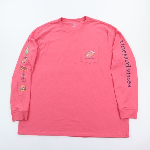 Vineyard Vines T-Shirt Herren 2XL XXL Fußball Wal Hoagie Sub Food Rosa Baumwolle