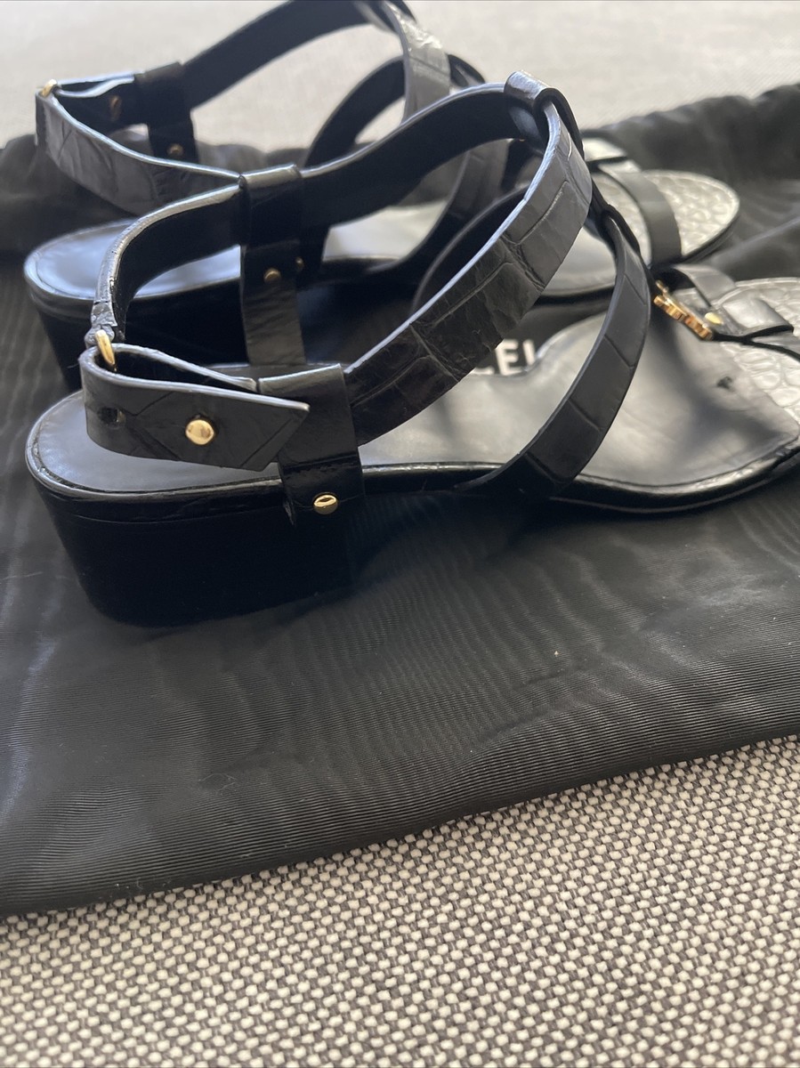 NEW Celine Triomphe Gladiator Leather Sandal Women's Black