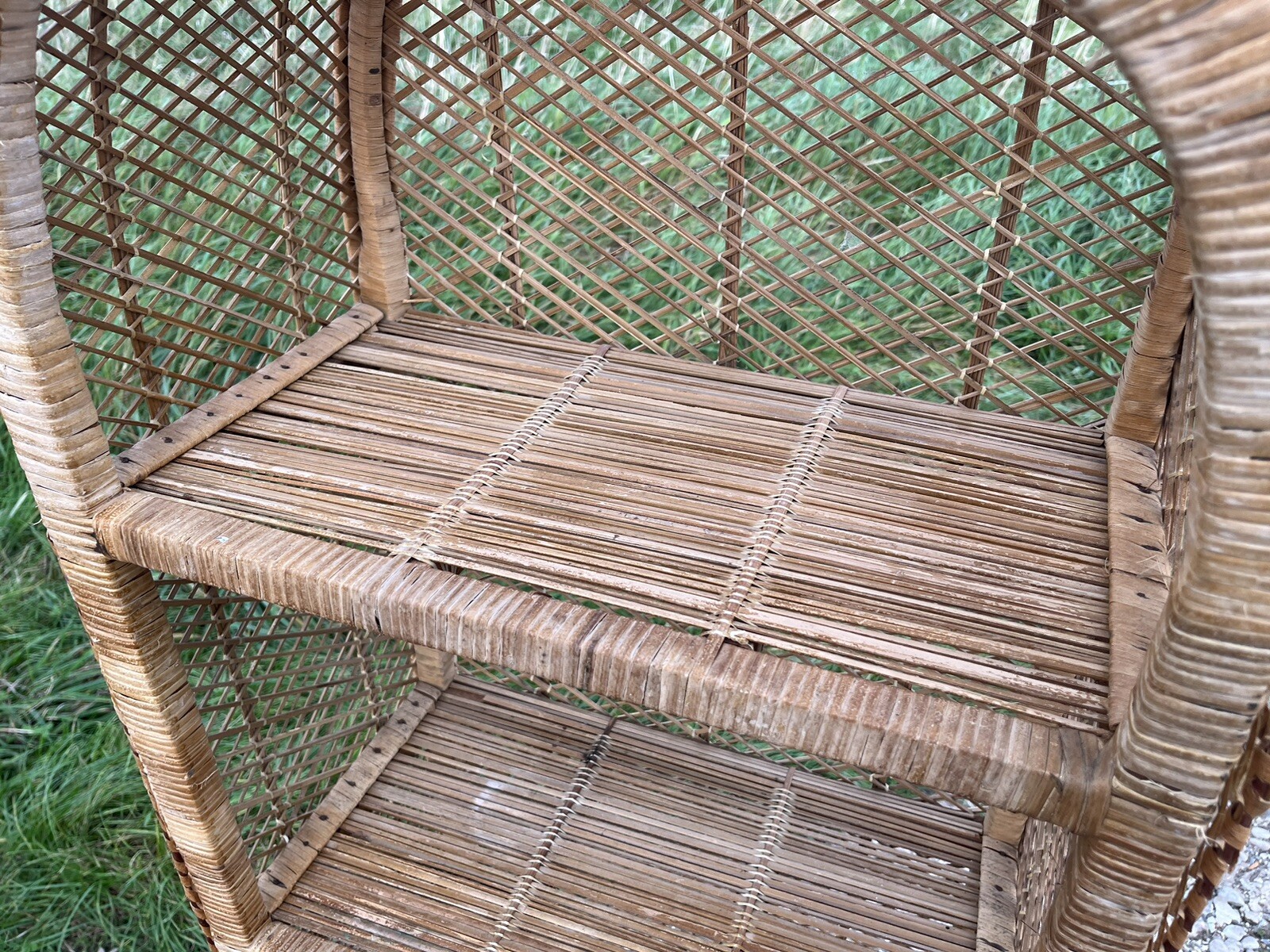 Vintage Retro Rattan Shelves Cane Wicker Bookcase Boho? Tiki? Shelf