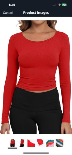 SHEIN Women's Long Sleeve T Shirts Scoop Neck Slim Fit 2XL - Picture 2 of 4