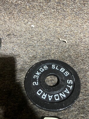 (QTY 5) Olympic Standard Weight Plates Cast Iron Barbell Lifting Plates 5LBS