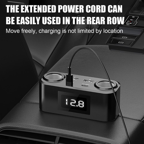 4 IN 1 Retractable Car Charger Cable Dual Port USB-C PD Fast Charging Adapter. - Photo 15 sur 19
