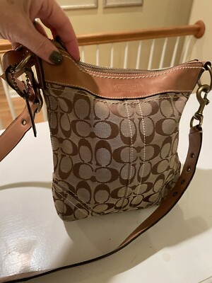 COACH SIGNATURE OUTLINE CROSSBODY/SHOULDER BAG LEATHER STRAP
