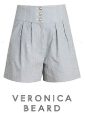 VERONICA BEARD Shorts Women sz 8 Blue White Stripe ALICIA High Seersucker NWT