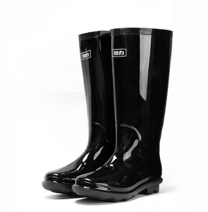 black patent leather rain boots
