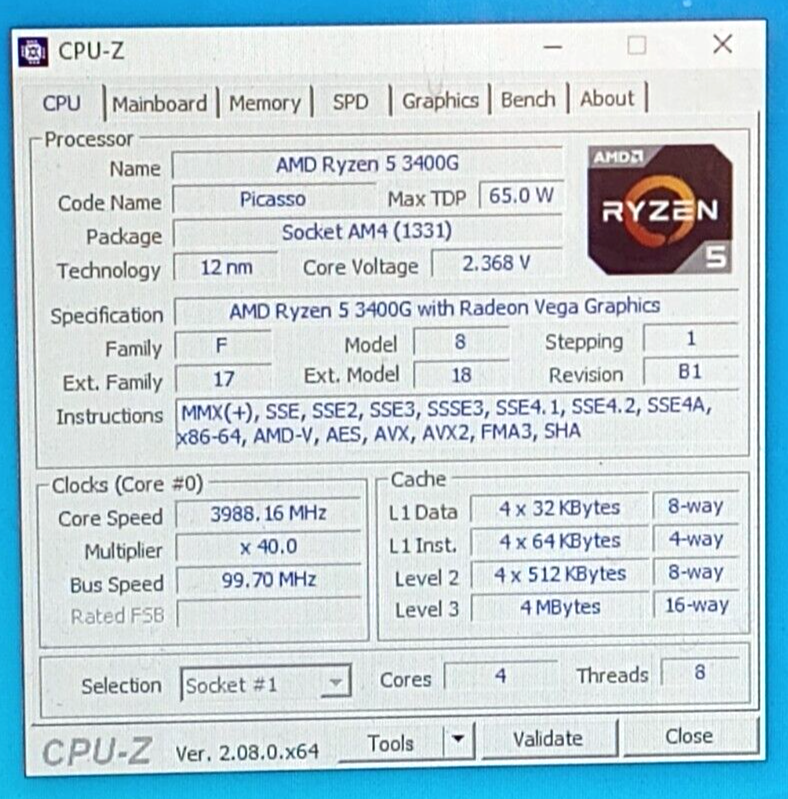 YD3400C5M4MFH - AMD CPU Ryzen 5 3400G Socket-AM4 Radeon Vega