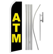 ATM Advertising Swooper Feather Flutter Flag  Pole Kit Event Sign Money