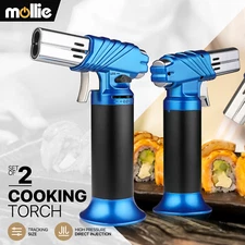 2 Pcs Refillable Butane Torch Lighter Adjustable Dual Frame for Cooking Welding