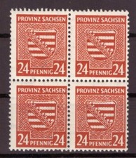 SBZ Provinz Sachsen MiNr 82 X postfrisch ** Viererblock mit Plattenfehler II
