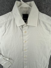 David Donahue White Button Up Shirt Long Sleeve Trim Fit 16 34/35 Woven Adult