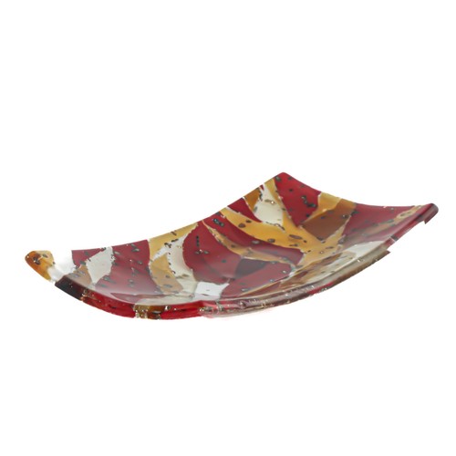 Murano Glass Plate Red Rectangle Millefiori Murrina Venice 20cm x 12cm - Picture 3 of 6