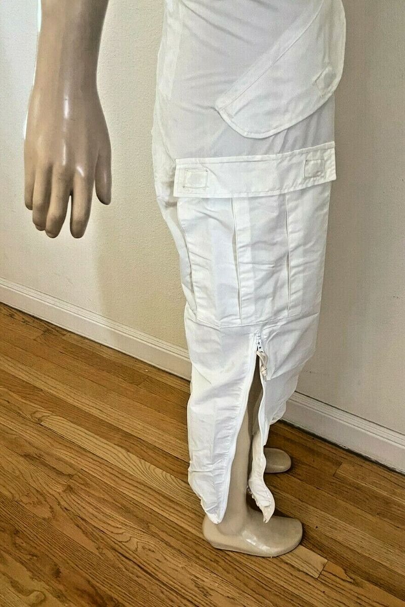 NEW US SNOW CAMOUFLAGE WHITE NYLON TROUSER OVER PANT W/LEG NEW US SNOW CAMOUFLAGE WHITE NYLON TROUSER OVER PANT W/LEG