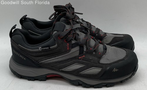 Quechua Herren MH100 Grau Rot Niedrig Schnürschuhe Wasserdicht Wanderschuhe Größe 7,5