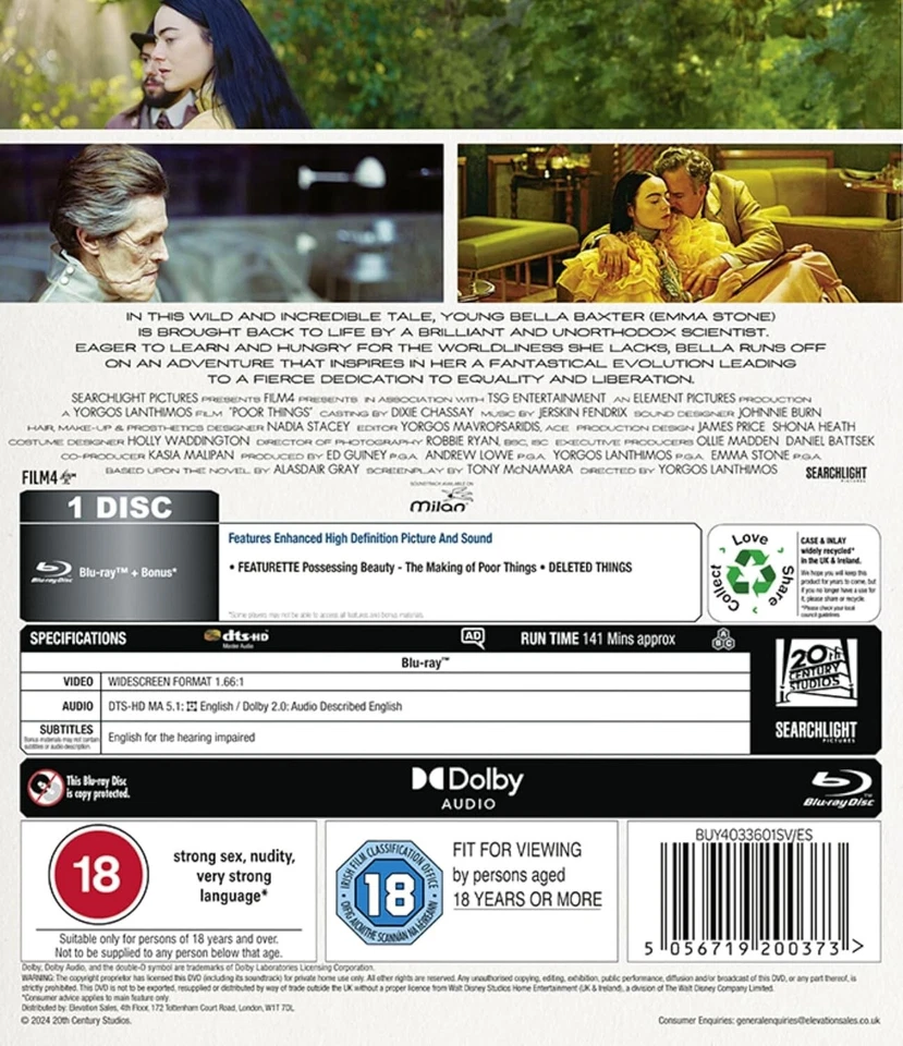 Poor Things (2023) Blu-Ray BRAND NEW (USA Seller) Foto 2 de 2