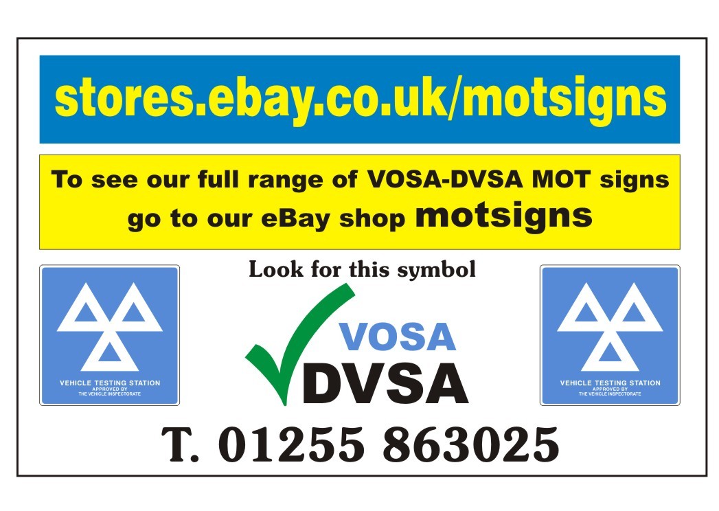 MOT SIGNS | MOT SIGN | DVSA VOSA | GARAGE SIGNS | 200X250 ADHESIVE ...