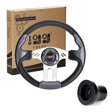 10L0L Golf Cart Steering Wheel with Black Hub Adapter Fit for Club Car DS 