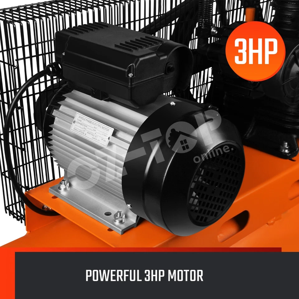 Electric Air Compressor Tank 3HP 420L/Min Portable Tyres Inflator Belt Drive 80L - image 2 of 4