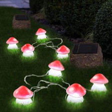 Solarleuchte Außenlampe Lichterkette 12x LED Fliegenpilze Garten Terrasse Deko