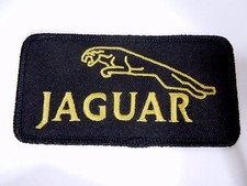 JAGUAR w/Leaping Cat Iron-On British Automotive Car Patch 4"x 2" Black/Gold