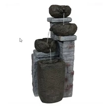 Sunnydaze Decor 30 in. Cascading Stone Bowls Solar Water Fountain LED lights