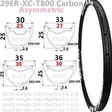 29er Carbon Mountain Bike Rims Asymmetric Hookless Tubeless XC MTB Bicycle Wheel