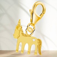 Einhorn Pferd Charm 925 Sterling-Silber Gold Vergoldet AnhäNger FüR Armband