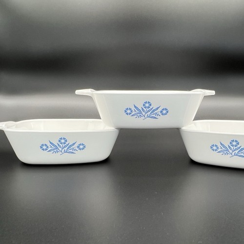 3 Vintage Corning Ware Kornblumenblau Zierliche Pfannen P-41-B Backen Aufbewahrung 1,75 C - Bild 4 von 15