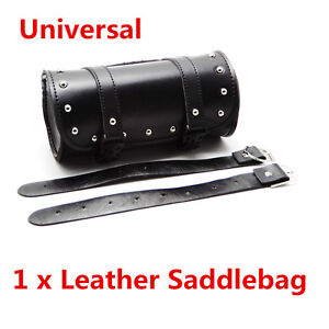 1Pcs PU Leather Motorcycle Tool Bag Luggage Handlebar Round Barrel Storage Pouch