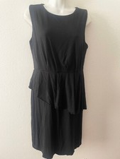 Ann Taylor black sleeveless Asymmetrical Peplum Dress Stretch Kit Size 4