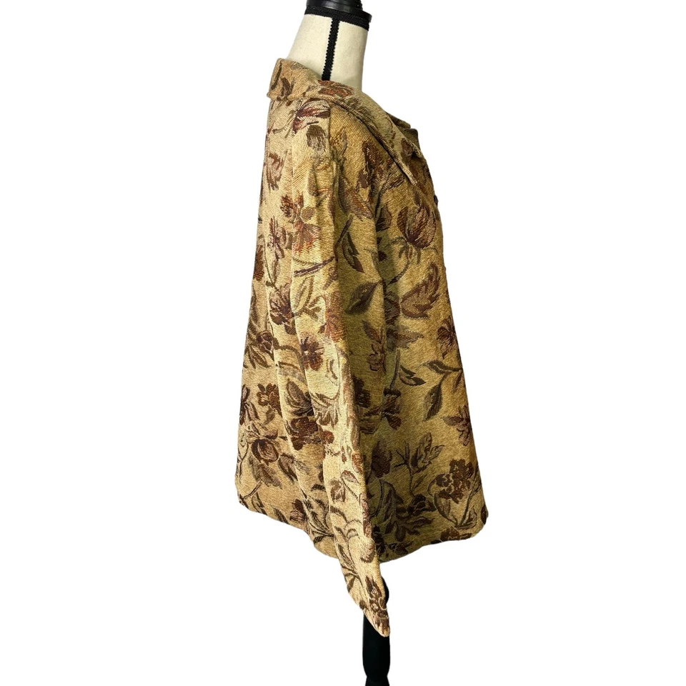 Chaqueta estilo Susan Graver para mujer 1X Blazer tejido multi jacquard tapiz marrón Foto 3 de 4