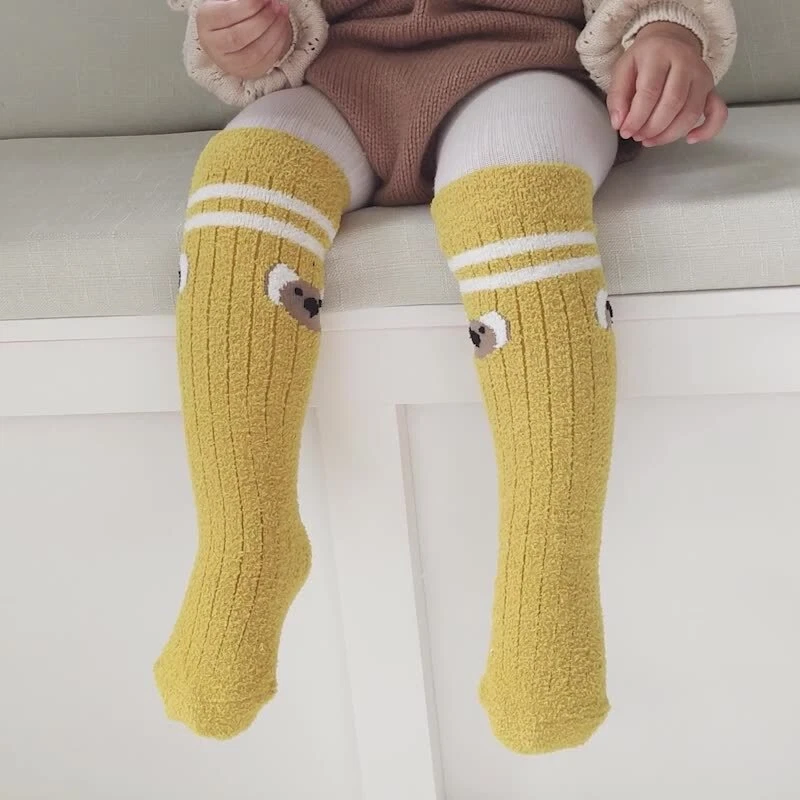 3 pares de calcetines largos hasta la rodilla para bebés niñas pequeñas princesas medias de punto de algodón Foto 3 de 4