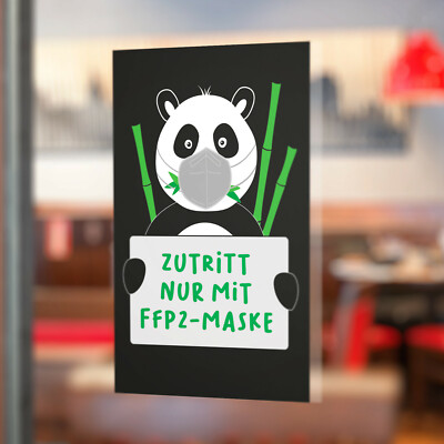 Tür & Fenster Aufkleber *** Zutritt nur mit Maske *** wetterfest, selbstklebend
