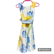 Jenny  Me Little Girl's Blue Yellow Floral Dress Size 5 Spring Easter Dress