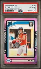 Bo Nix 2024 Donruss Optic Preview Pink Prizm Rated Rookie RC PSA 10