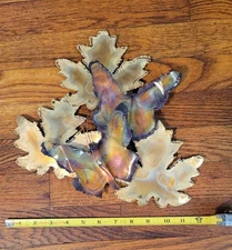 VTG MCM Signed Brutalist Metal Wall Sculpture Butterflies And Leaves. 