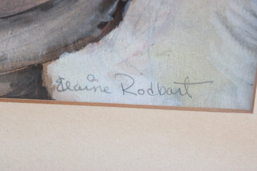 ELAINE RODBART ANTIQUE WATERCOLOR PAINTING PAPER SIGNED FLOWERS VASE STILL LIFE - Picture 3 of 10