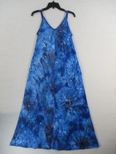 Blue Tie-Dye Maxi Dress By Ninexis With Adjustable Straps Sleeveless Lightweight