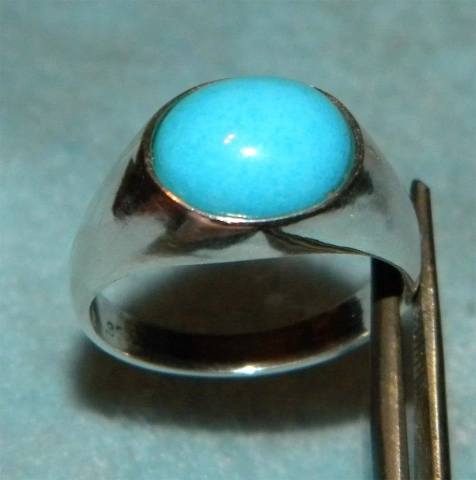 Sterling Silver 10x8mm Sleeping Beauty turquoise ring SIZE 6, 7, 8 or 9 - Image 2 of 3
