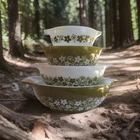Pyrex Spring Blossom Crazy Daisy Cinderella Nesting Bowls Set 441 442 443 444