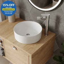 Countertop Basin Sink Ceramic Bathroom Vanity Wash Round Modern 352x352mm