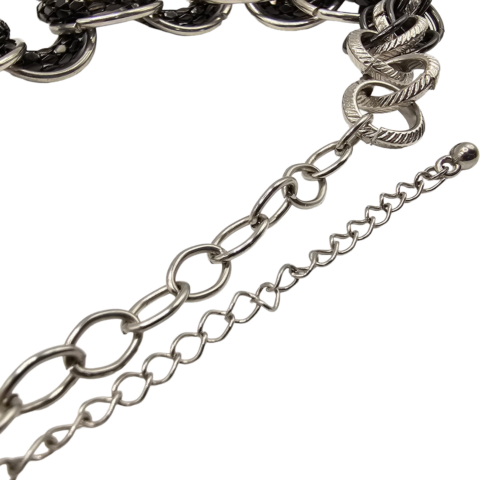 Chunky Silver & Black Interlocking Ring Statement… - image 9