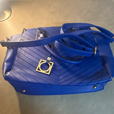 Damen Schultertasche blau Kunstleder gesteppt...